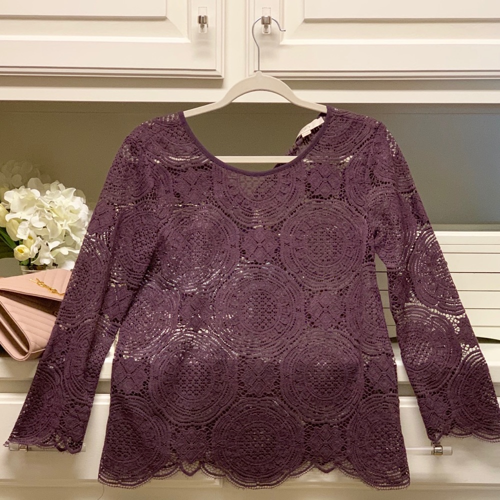 Ann Taylor Loft  purple lace top